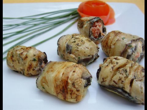 Recette Vido : rouleaux d'aubergine